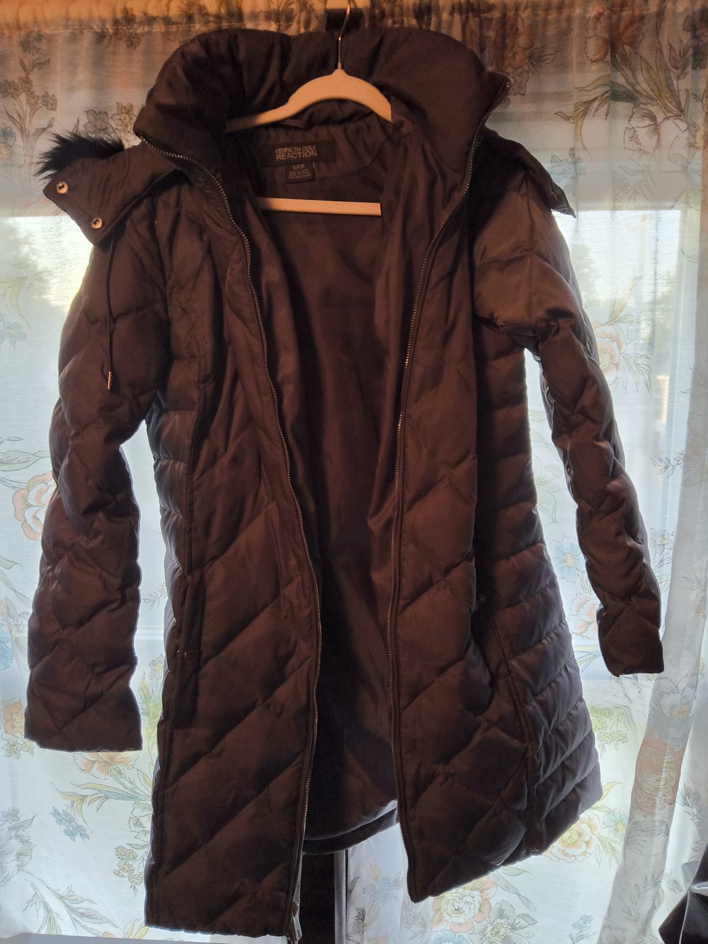 Kenneth Cole Reaction Women's Dark Black Quilted Long Puffer Coat